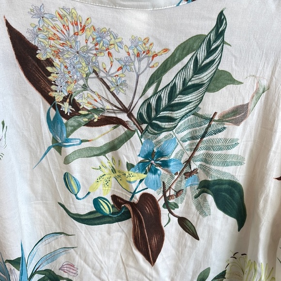 🍁H&M tunic top or beach coverup with flowers & leaves print - Picture 6 of 10